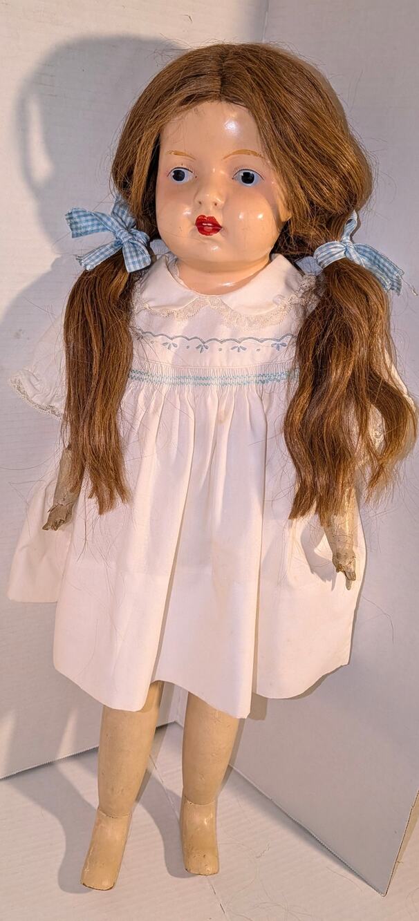 Antique 1917 28" Coleman Babs Non Mechanical Walker Doll Wood Composition Rare